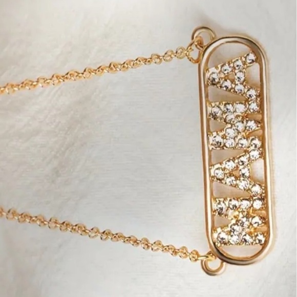 GORGEOUS Crystal Rhinestone MAMA Tag Necklace NEW - Picture 6 of 8